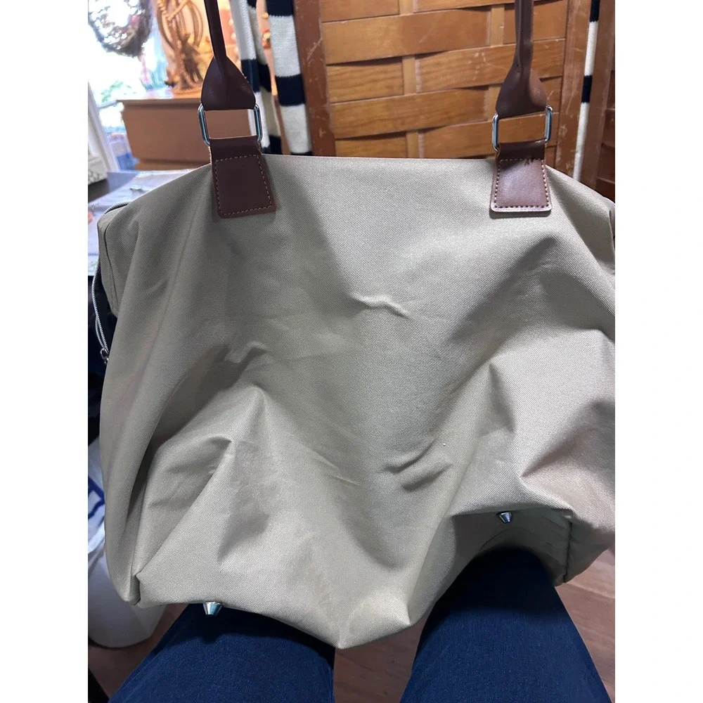 CHOEL Baby Bag‎ Diaper Tote Khaki Tan White Logo Leather Straps bag only
